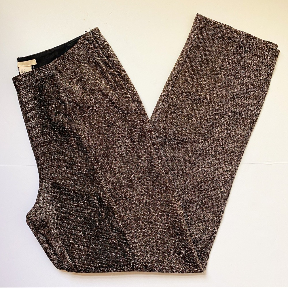 H&M Black/Gold Glitter Side Zip Skinny Leg Pant Size 10